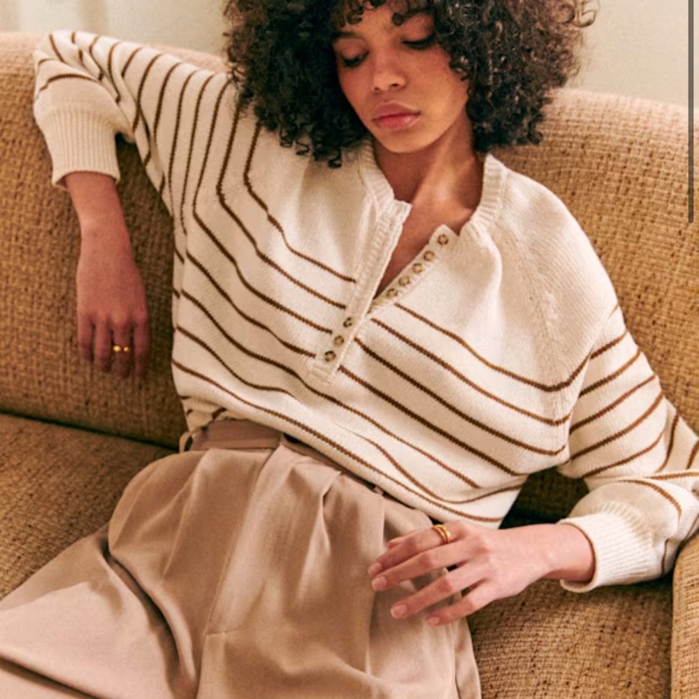 Sezane LÉONTINE JUMPER Sweater XXS Ecru Camel